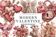 Modern Valentine Clipart Bundle, a Seasonal Illustration by BusyDaydesign (Thumbnail 1 of 9)