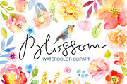 Watercolor Floral Clip Art, an Illustration by Anna Guz's Store (Thumbnail 1 of 9)