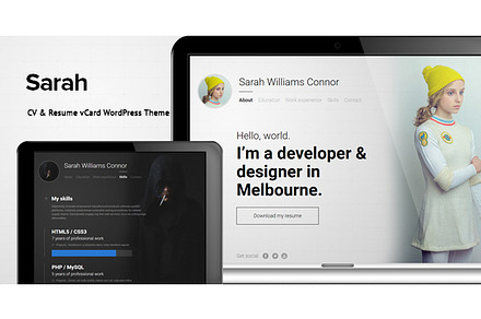 Sarah - CV & Resume vCard WordPress