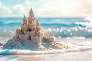 Intricate sandcastle stands proud on, a Photo by Iftikhar Alam