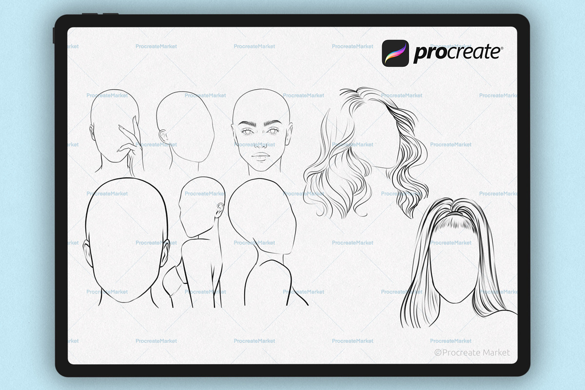 Character Portrait stamp Brushes, a Brush Add-On by Procreate Market (Photo 9 of 14)