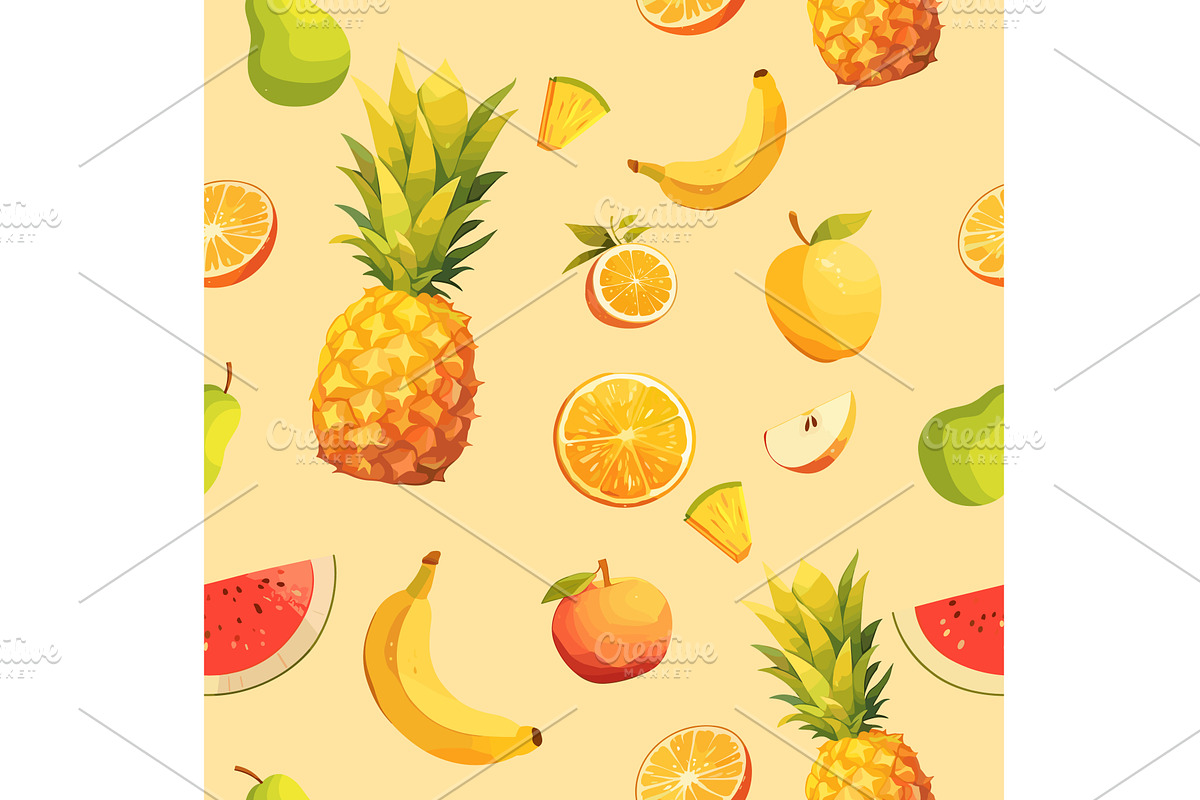 Cartoon seamless background with, a Food Illustration by LadadikArt