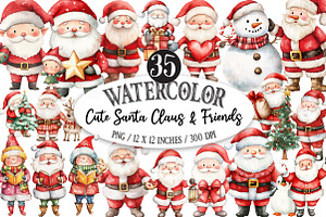 Cute Santa Claus & Friends Christmas, an Illustration by Designking