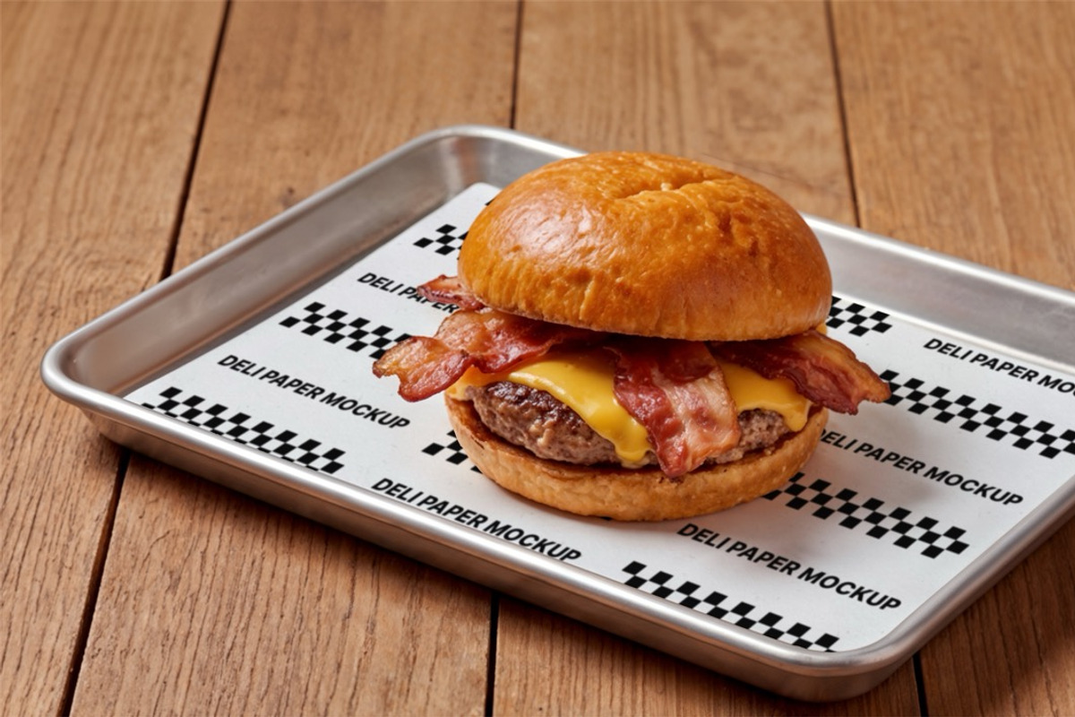 4 Cheeseburger Deli Paper Mockup Set, a Packaging Mockup by rodrigofkaminski (Photo 5 of 5)