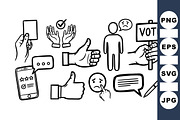Hand Drawn Voting Icon Set, an Illustration by designvectx (Thumbnail 1 of 3)