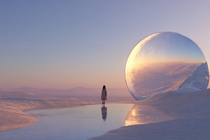 Reflective sphere in surreal land, a Photo by Beautiful things