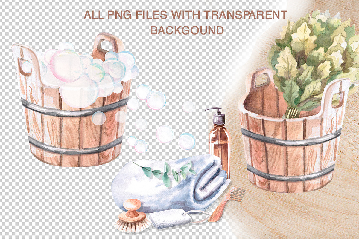 Bath and sauna accessories, a Decorative Illustration by SvetLana (Photo 6 of 15)
