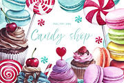 Watercolor Candy shop, an Illustration by YuliaBiser (Thumbnail 1 of 9)