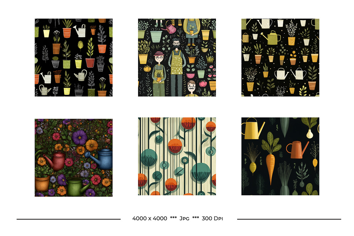 Gardening Retro Art Style Patterns, a Pattern Graphic by karenfoleyphoto (Photo 7 of 14)