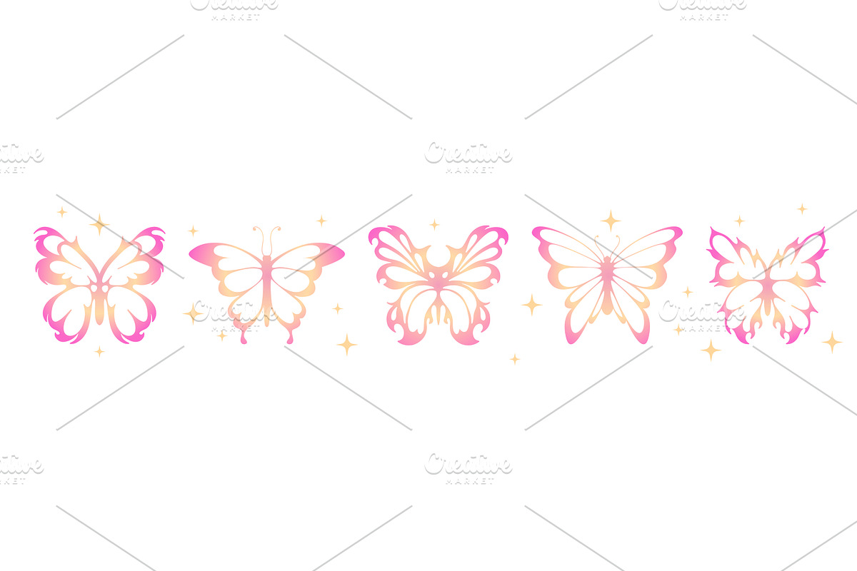 Y2K butterfly collection with, an Animal Illustration by art PVP - market