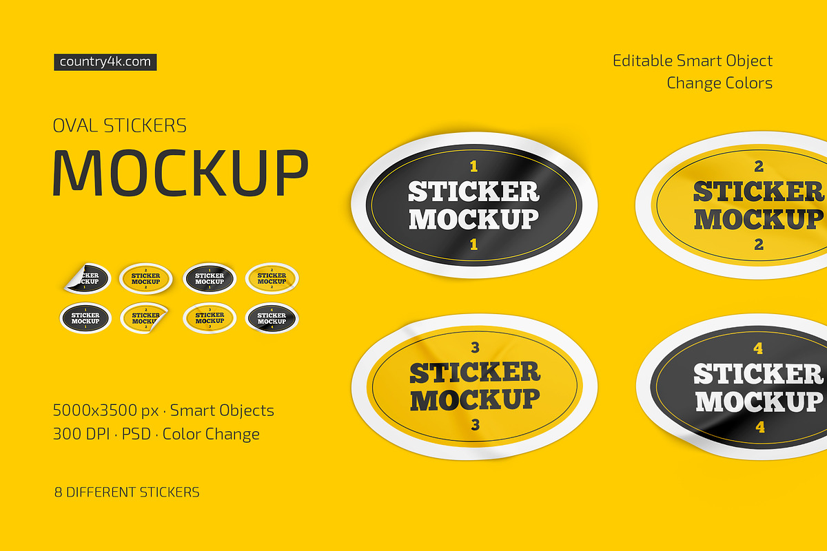 Oval Stickers Mockup Set, an Advertising Mockup by Country4k (Photo 1 of 4)