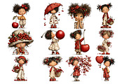 Cherry Girl Watercolor Clipart, a Person Illustration by Nicolle's Colorful Art (Thumbnail 3 of 10)