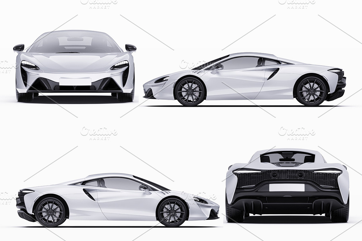 Hybrid Supercar Sport Coupe Set, an Advertising Mockup by Halal Graphic Studio (Photo 11 of 12)