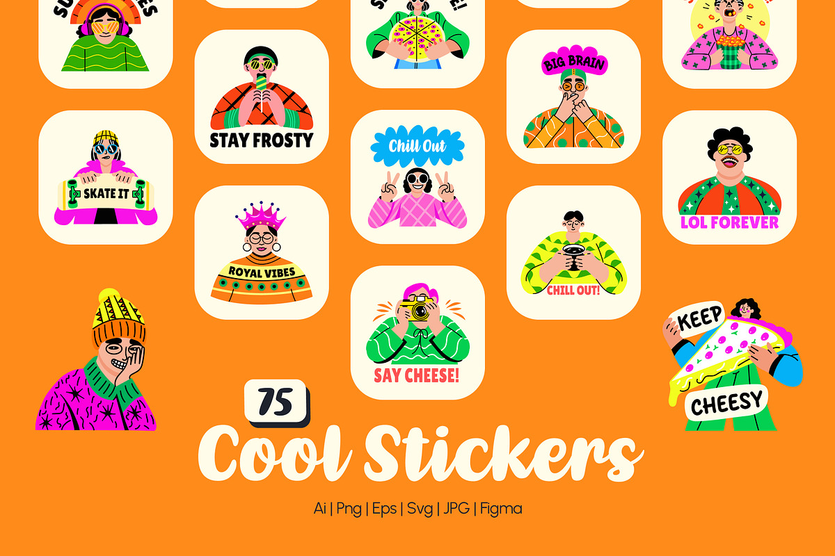 Cool Stickers Set, an Emoji Icon by Prosymbols (Photo 1 of 8)