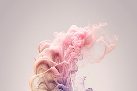 Moving multicolored cloud of smoke forming delicate shapes in pa