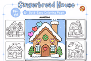 Gingerbread House Coloring Pages, a Seasonal Illustration by Design Station (Thumbnail 1 of 4)