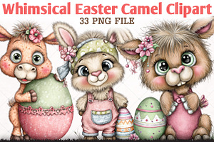 Whimsical Easter Camel Clipart, an Animal Illustration by RobertsArt