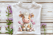 Whimsical Easter Highland Cow Clipar, an Illustration by OK Design (Thumbnail 5 of 6)