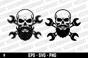Skull mascot with crossed wrenches, a Person Illustration by Vectorhight (Thumbnail 3 of 3)