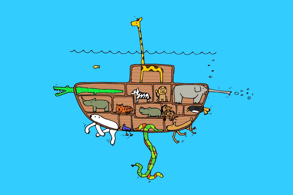 Noah's Submarine, an Animal Illustration by Illustrations & Templates