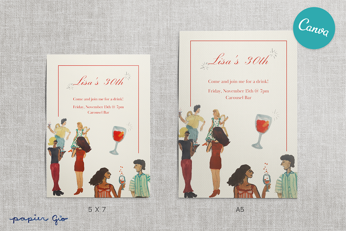 Artsy Birthday Invitation Canva, an Invitation Template by Papier Gio (Photo 2 of 3)