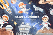 Space adventure watercolor, an Illustration by Marina Ermakova (Thumbnail 1 of 13)