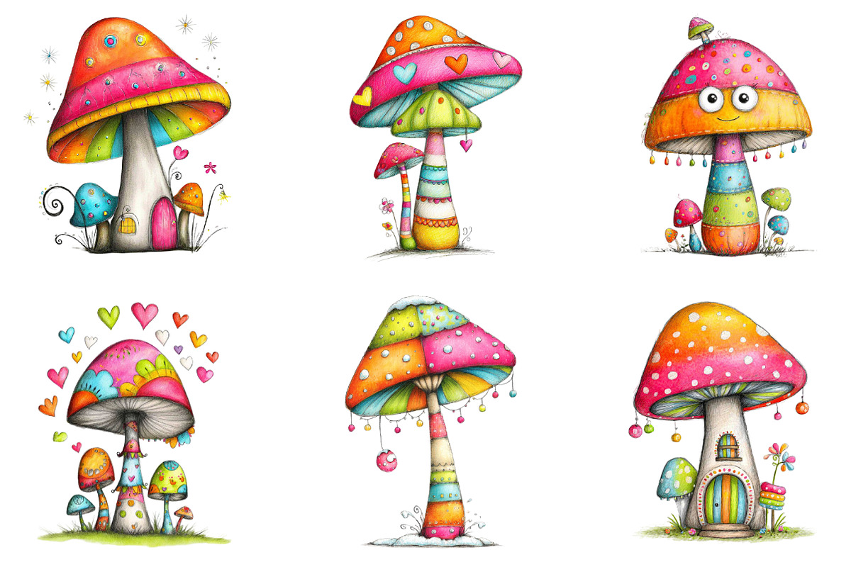 Whimsical Mushroom Clipart Bundle, an Illustration by designcity5 (Photo 5 of 5)