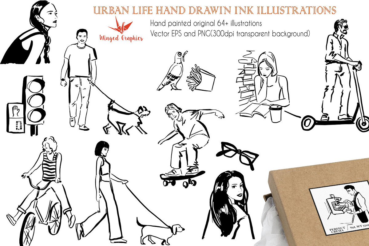 Urban life hand drawn illustrations, a Person Illustration by Winged Graphics (Photo 2 of 5)
