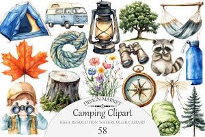 Camping Clipart Bundle, an Illustration by Design Market