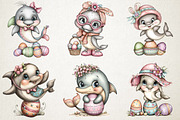 Whimsical Easter Dolphin Clipart Set, an Animal Illustration by RobertsArt (Thumbnail 6 of 6)