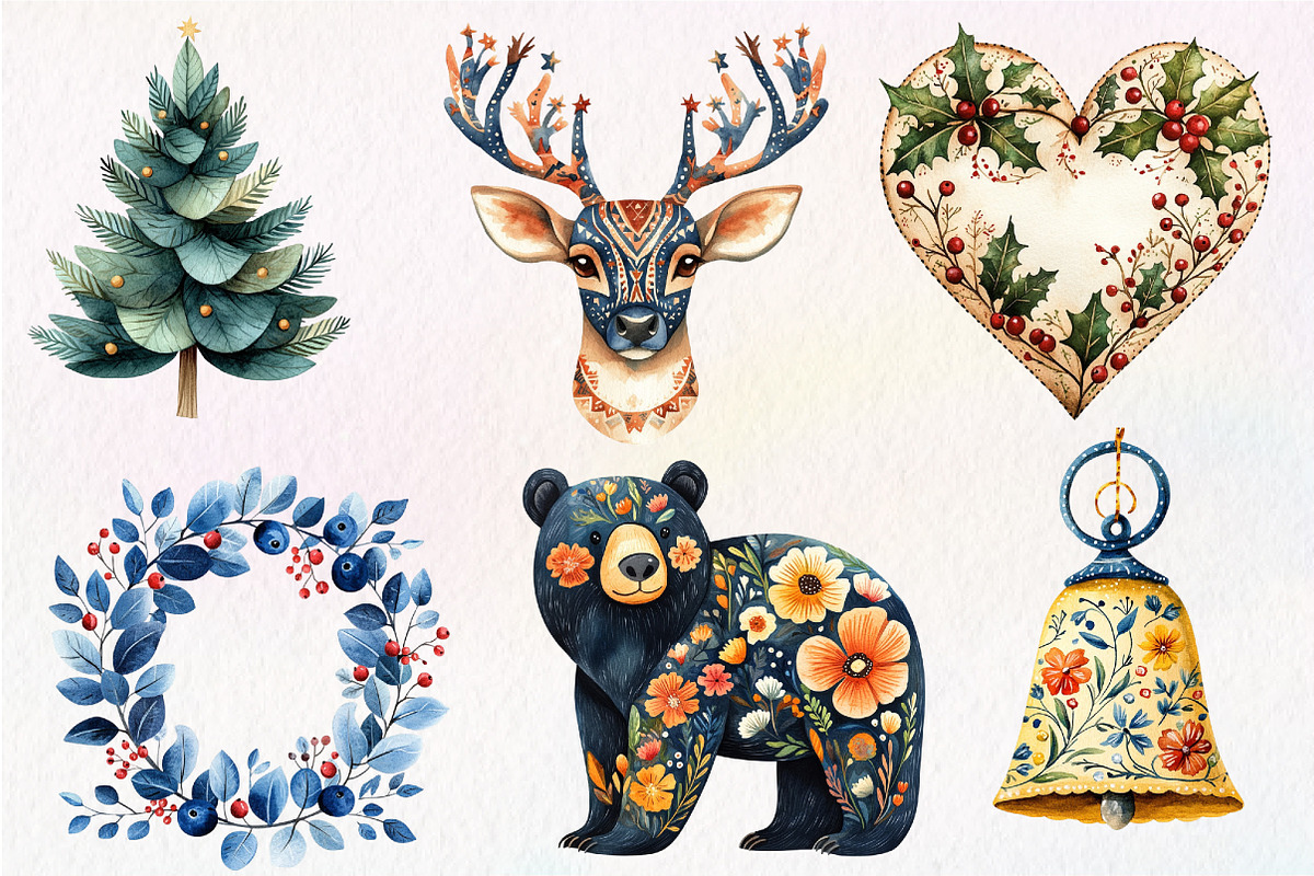Christmas Scandinavian Folk Art Clip, an Illustration by Dream Creation (Photo 4 of 7)