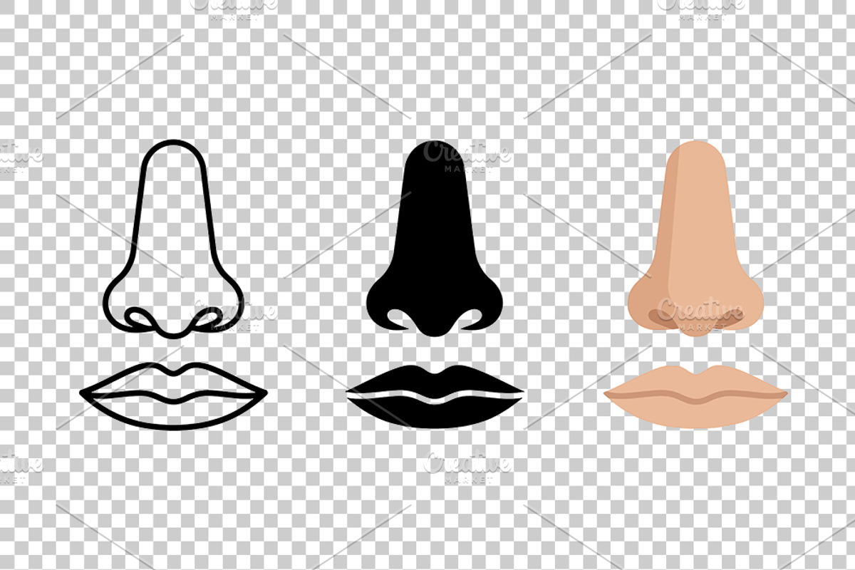 Nose and Lips Vector Icon Set, an Object Graphic by Artonix (Photo 3 of 3)