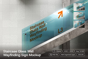 Staircase Glass Wall Sign Mockup