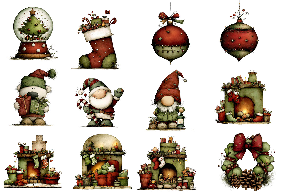 Whimsical Christmas  Clipart Bundle, an Illustration by Designworld (Photo 4 of 5)