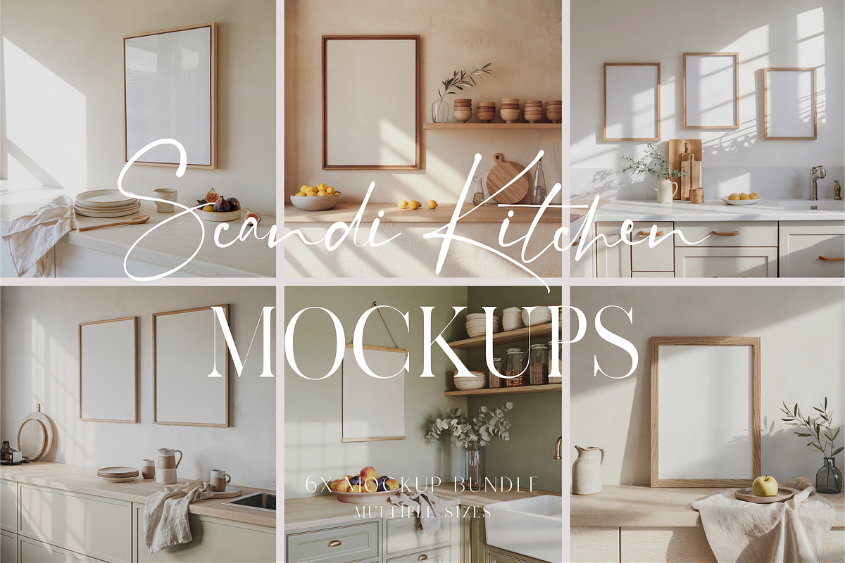 Scandi Kitchen Mockup Bundle, a Household Mockup by The White Space Co. (Photo 1 of 9)