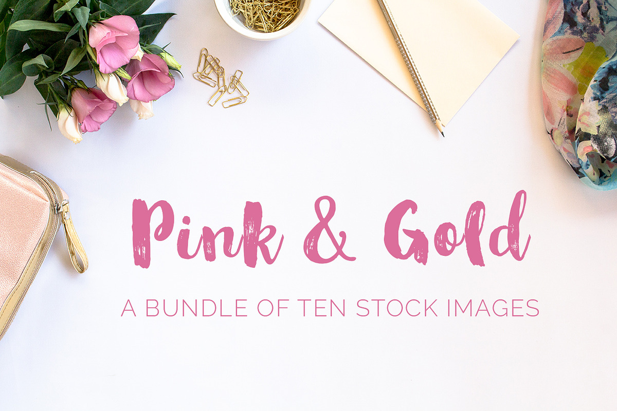 Pink & Gold Feminine Stock Images, a Mockup by Kreanille Design (Photo 1 of 3)