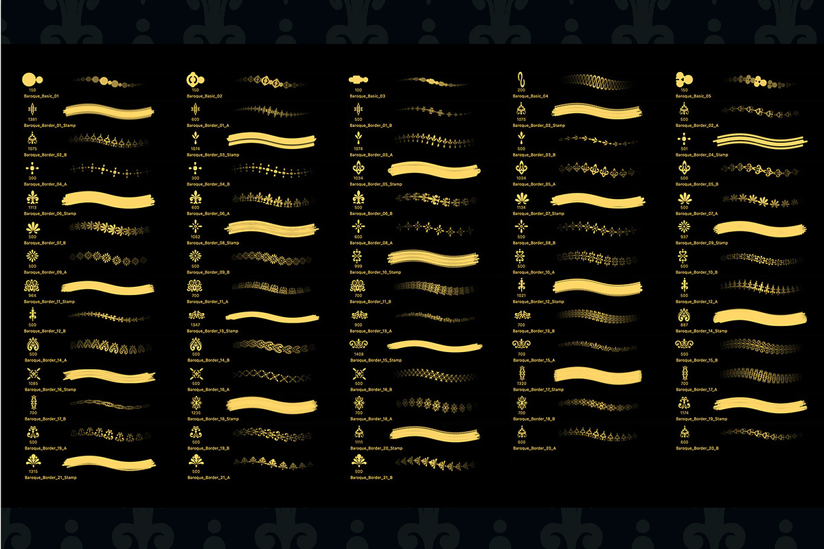Baroque Ornaments Brush Set, a Brush Add-On by Zsolt Kosa Art