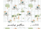 Woodland Mouse Bicycle pattern, a Pattern Graphic by Milatoo (Thumbnail 1 of 3)