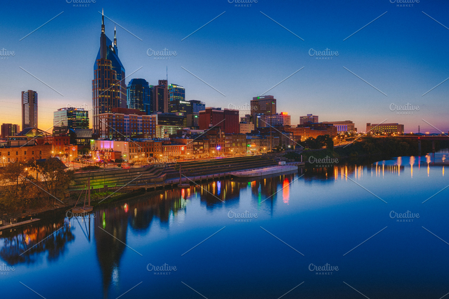 Nashville skyline containing nashville, nashville skyline, and tennessee, an Architecture Photo by FunkyMedia