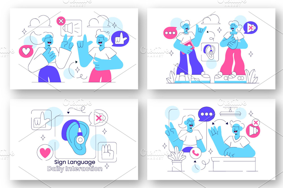 10 Sign Language Daily Interaction, a Healthcare Illustration by denayunebgt (Photo 2 of 4)
