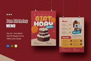 Fun Birthday Menu, a Print Template by Esensifiksi.studio