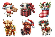 Old Rustic Christmas Cow Clipart, an Illustration by Daily.Designs (Thumbnail 4 of 5)