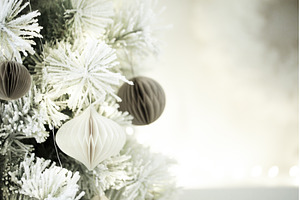 Flocked christmas tree with elegant, a Holiday Photo by Anna Efetova