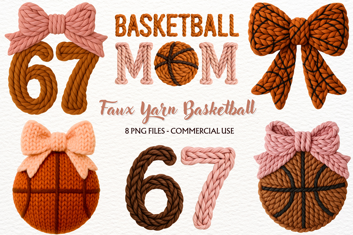 Faux Yarn Basketball Mom 67 Bow PNG, a Sport Illustration by SugarCloudStudioArt (Photo 1 of 5)