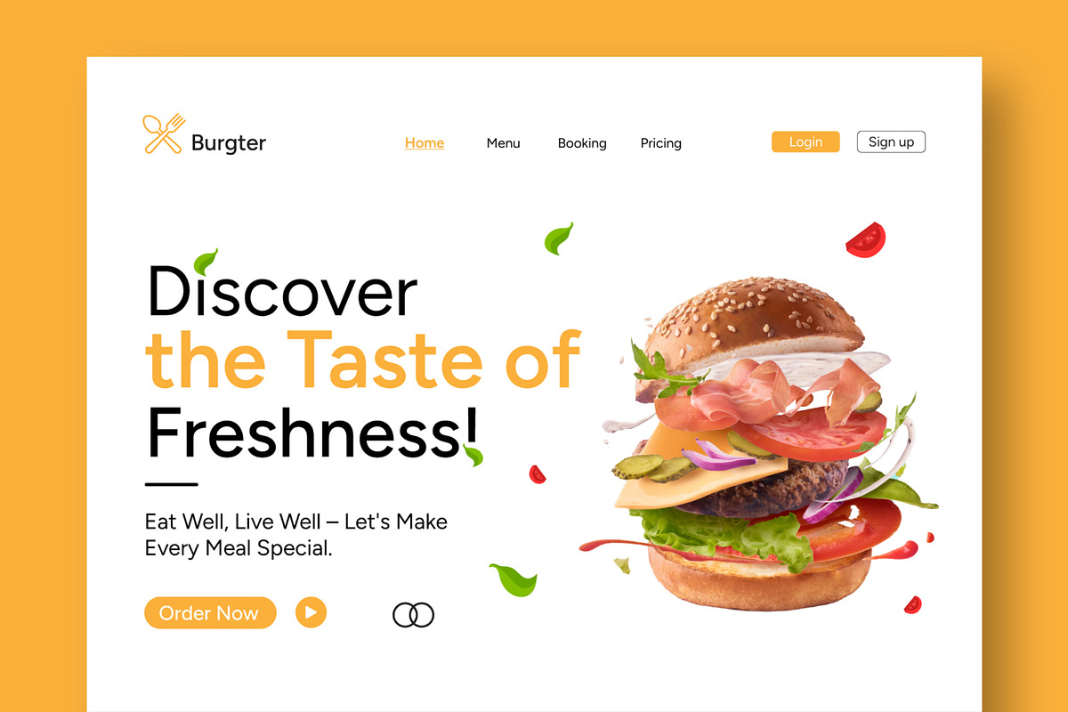 Food Landing Page Design, a Landing Page Template by CreativeShaper (Photo 2 of 6)