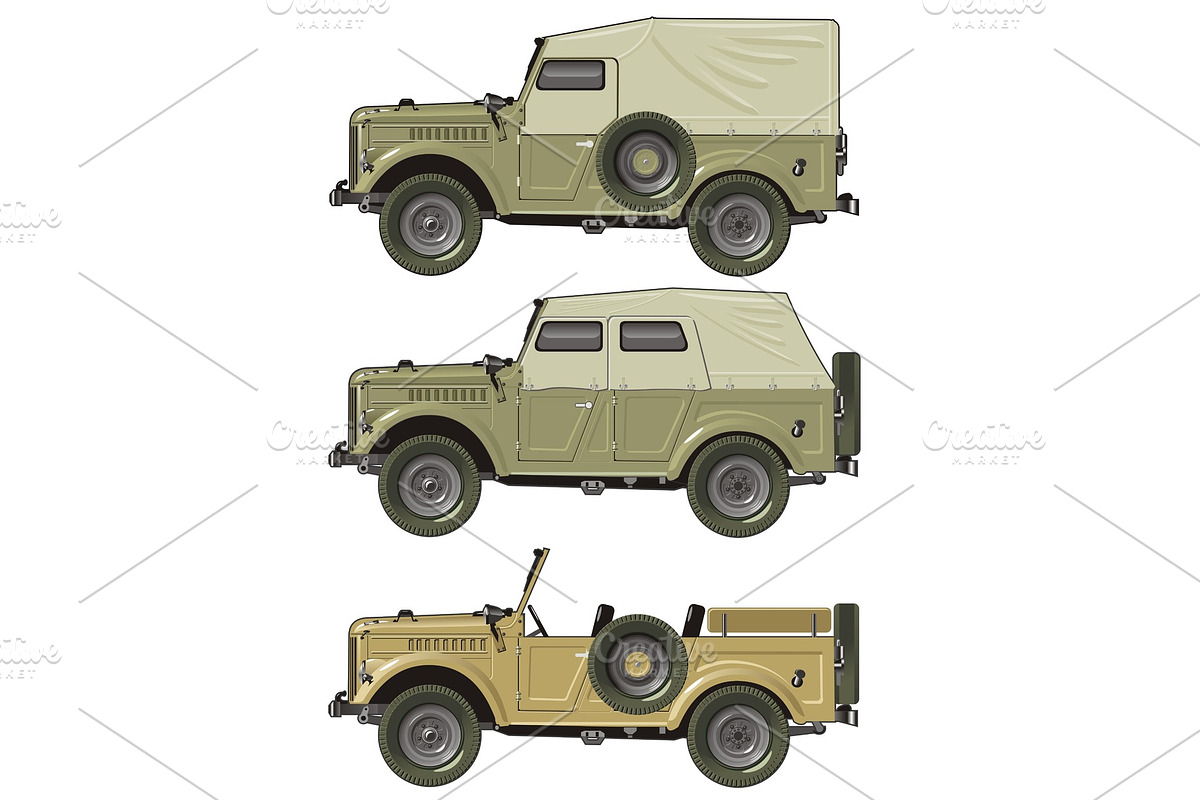 retro jeep set, an Object Illustration by Mechanik