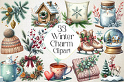 Winter Charm Watercolor Clipart, an Illustration by DreamPrint404 (Thumbnail 1 of 5)