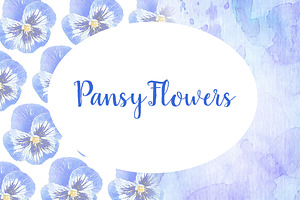 Pansy Flowers Watercolor Set