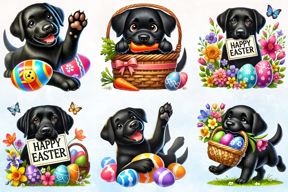 Easter Clipart, Labradors Clipart Bu, a Seasonal Illustration by Rose Art (Photo 4 of 4)