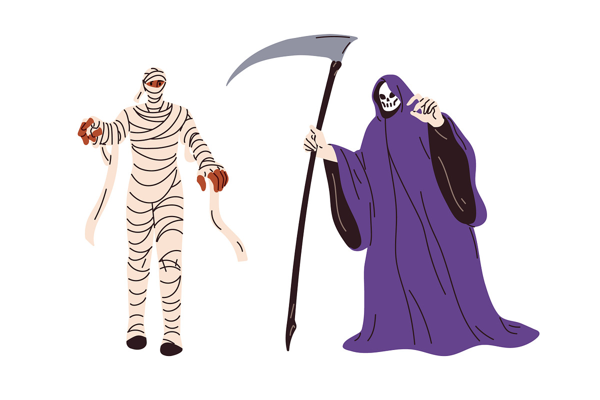 Halloween people set + patterns, a Person Illustration by Good Studio (Photo 3 of 19)